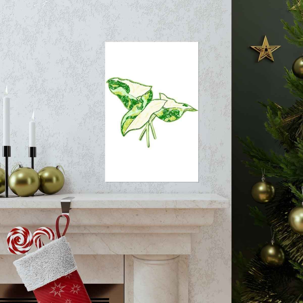 Marble Syngonium Botanical Print – Unframed Wall Art