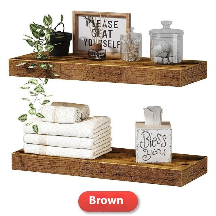 Solid Wood Floating Wall Shelf - Minimalist Hanging Storage for Home and Office