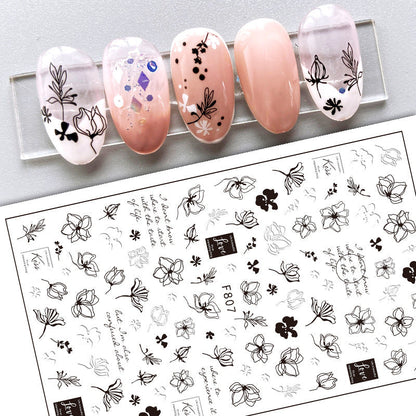 New Flower Nail Art Decal Plain Hand Painted