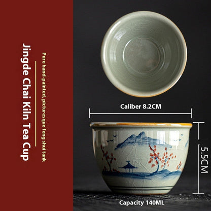 Blue And White Old Clay Hand Painted Master Cup Antique Ceramics Tea Cup
