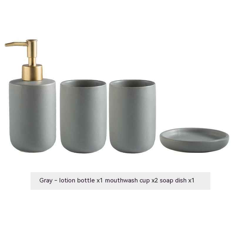 Solid Color Ceramic Bathroom Four-piece Set