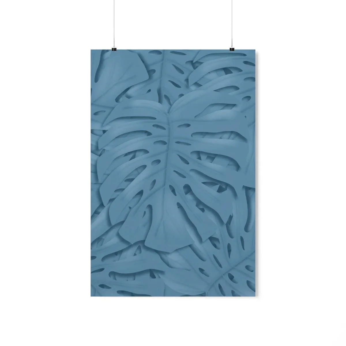 Cerulean Monstera Botanical Print – Unframed Wall Art