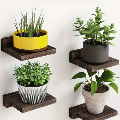 Wooden Wall Ornaments Flower Stand Bedroom Decorative Shelf