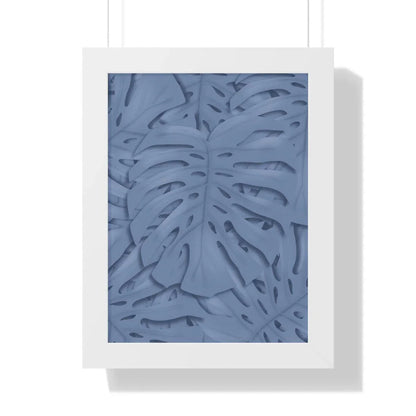 Blue Monstera Framed Print – Botanical Wall Art