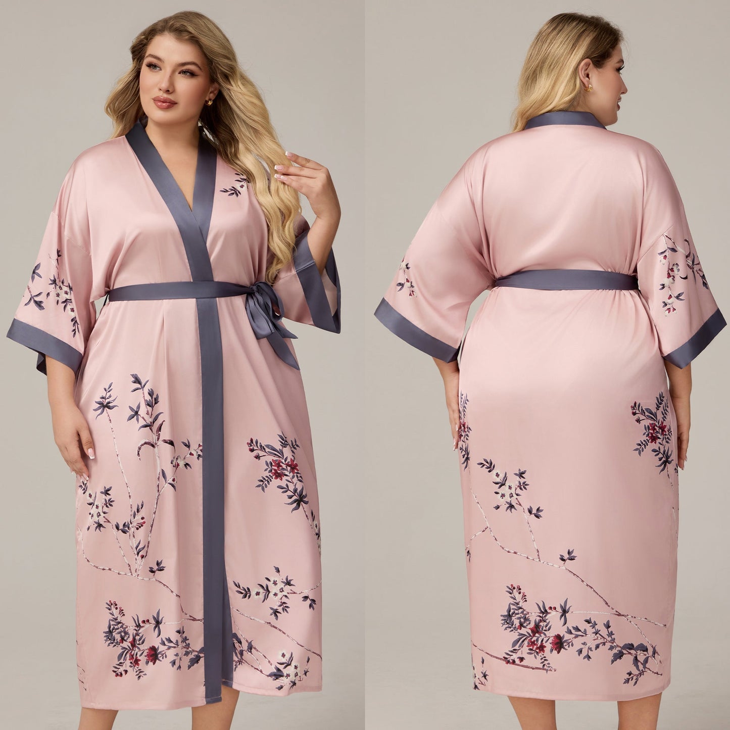Womens Luxe Satin Robe - Lightweight Imitation Silk Loungewear & Sleepwear