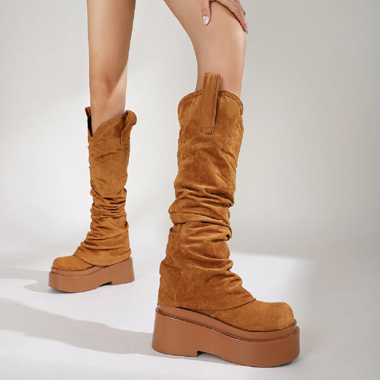European And American Womens Chunky High Boots