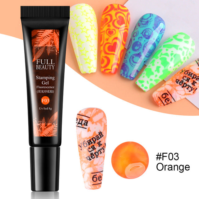 Nail Art Fluorescent Printing Glue, Nail Template Transfer Glue Hose Set