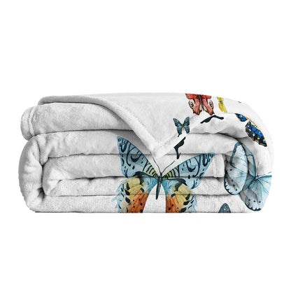 1pc Fresh Butterfly Pattern, Soft Printed Flannel Sofa Blanket, Comfortable And Warm For Home Use, Suitable For Bed, Sofa, Camping And Multi Scene Seasonal Use