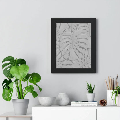 Soft Grey Monstera Framed Print – Botanical Wall Art