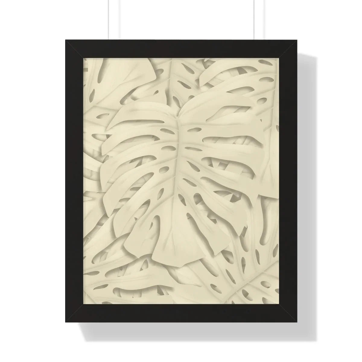 Beige Monstera Framed Print – Botanical Wall Art