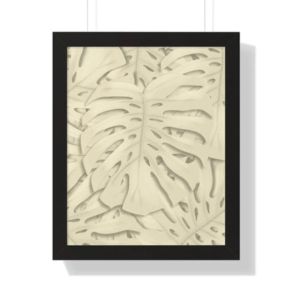 Beige Monstera Framed Print – Botanical Wall Art