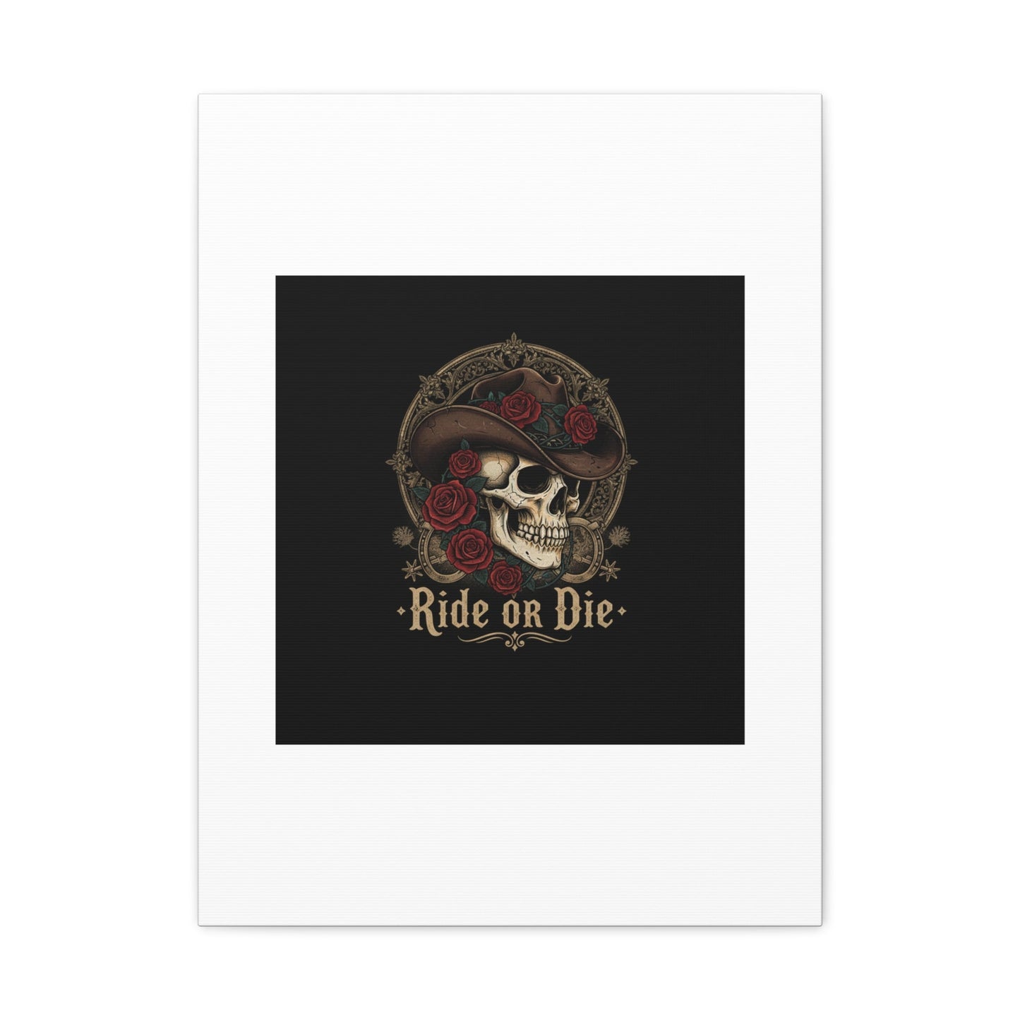 Ride or Die Skull Canvas | Western Skull Art, Gothic Americana