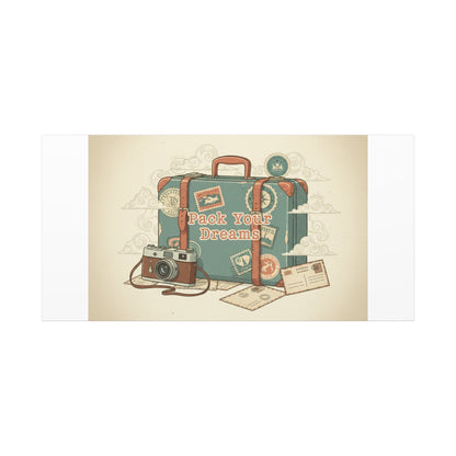 Pack Your Dreams Canvas | Retro Travel Postcard, Wanderlust Passport Stamp Art
