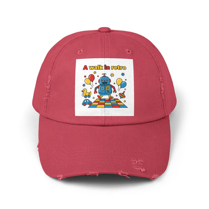 Retro Robot Baseball Cap - "A Walk in Retro" Distressed Patch Hat