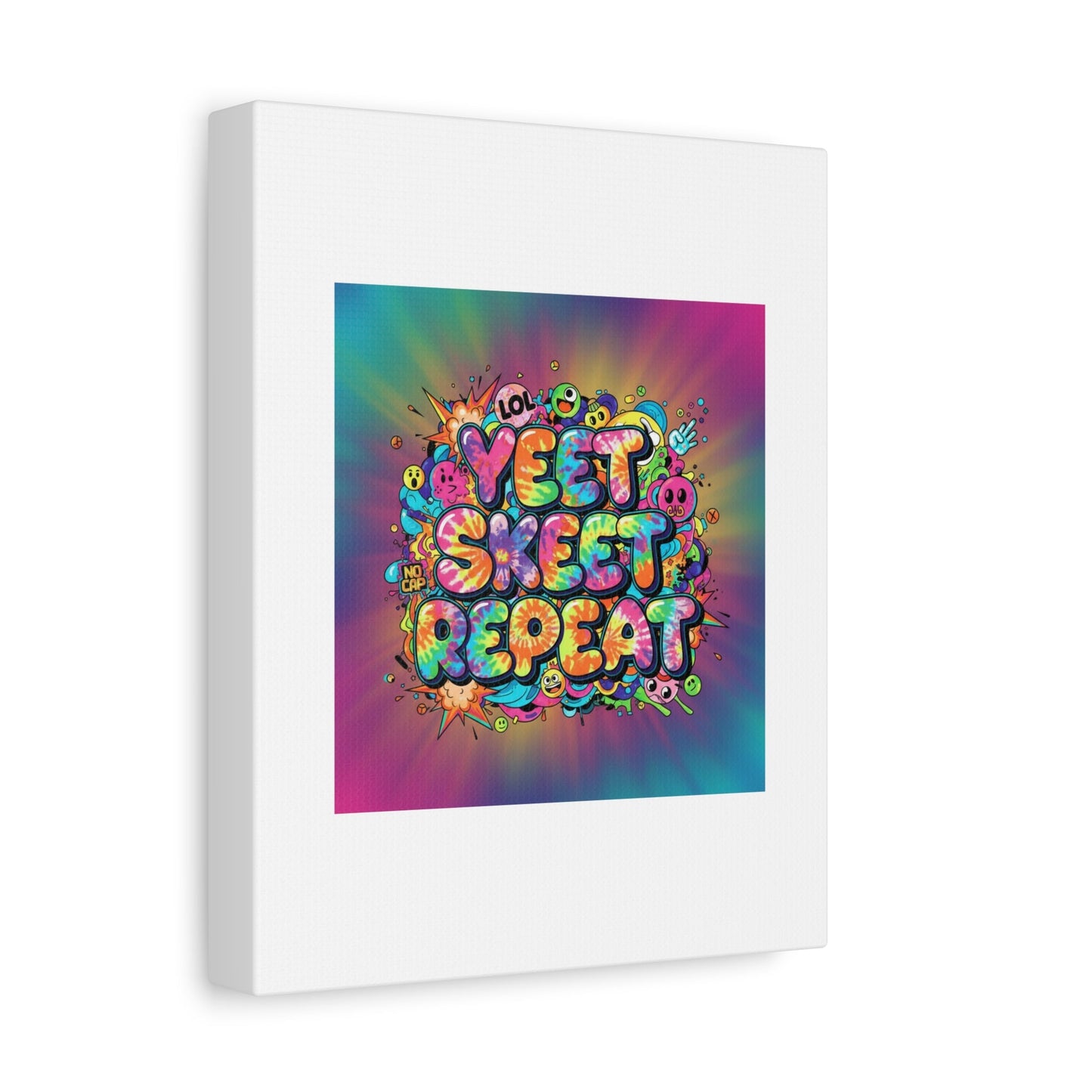 Yeet Skeet Repeat Canvas | Slogan & Glitch Graphic, Meme Phrase Wall Art