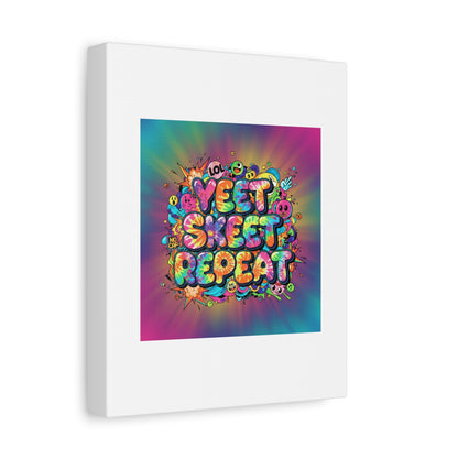 Yeet Skeet Repeat Canvas | Slogan & Glitch Graphic, Meme Phrase Wall Art