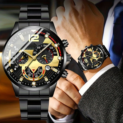 5pcs Men's Business Fashion High-End Elegant Versatile Watch Set Perfect Gift for Friends On Holidays And Birthdays Holiday Gifts Birthday Presents Elegant Design Sophisticated Timepiece Premium Materials Watch Set for Men Wr