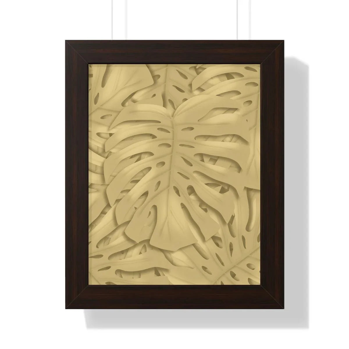 Golden Monstera Framed Print – Botanical Wall Art