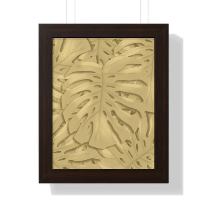 Golden Monstera Framed Print – Botanical Wall Art