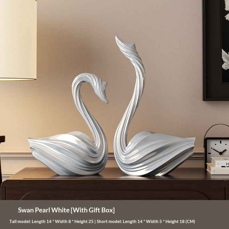 Abstract Art Swan Decorative Piece In A Minimalist, Light-luxury Style
