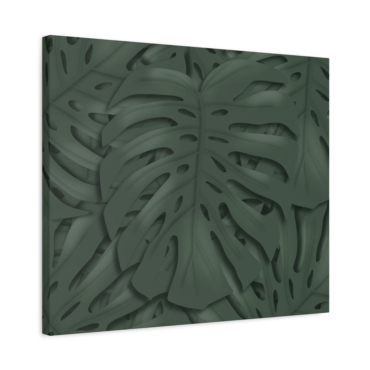 Deep Green Monstera Canvas Print – Botanical Wall Art