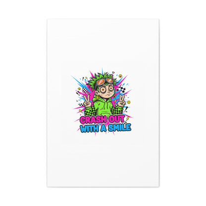 Crash Out With a Smile Canvas Print | Neon Skate Graffiti, Meme Meltdown Art