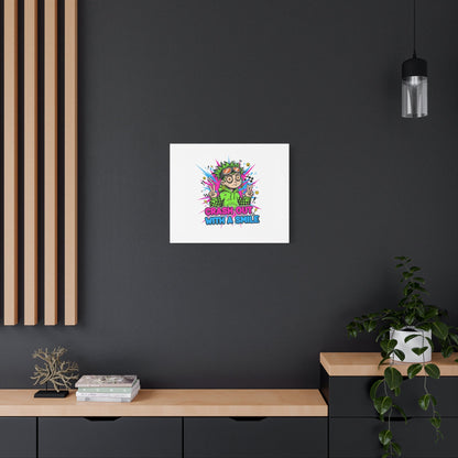 Crash Out With a Smile Canvas Print | Neon Skate Graffiti, Meme Meltdown Art