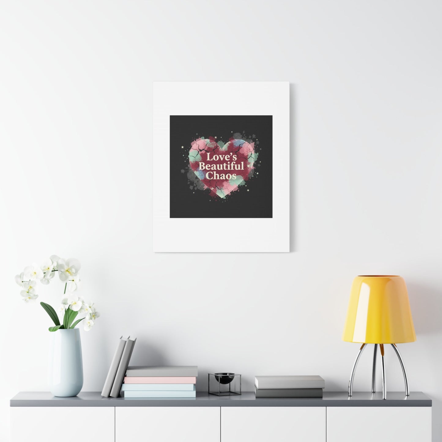 Love's Beautiful Chaos Canvas Print | Soft Grunge Hearts, Distressed Heart Art