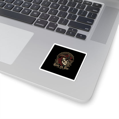 Western skull art Kiss-Cut Sticker | gothic Americana, desert noir