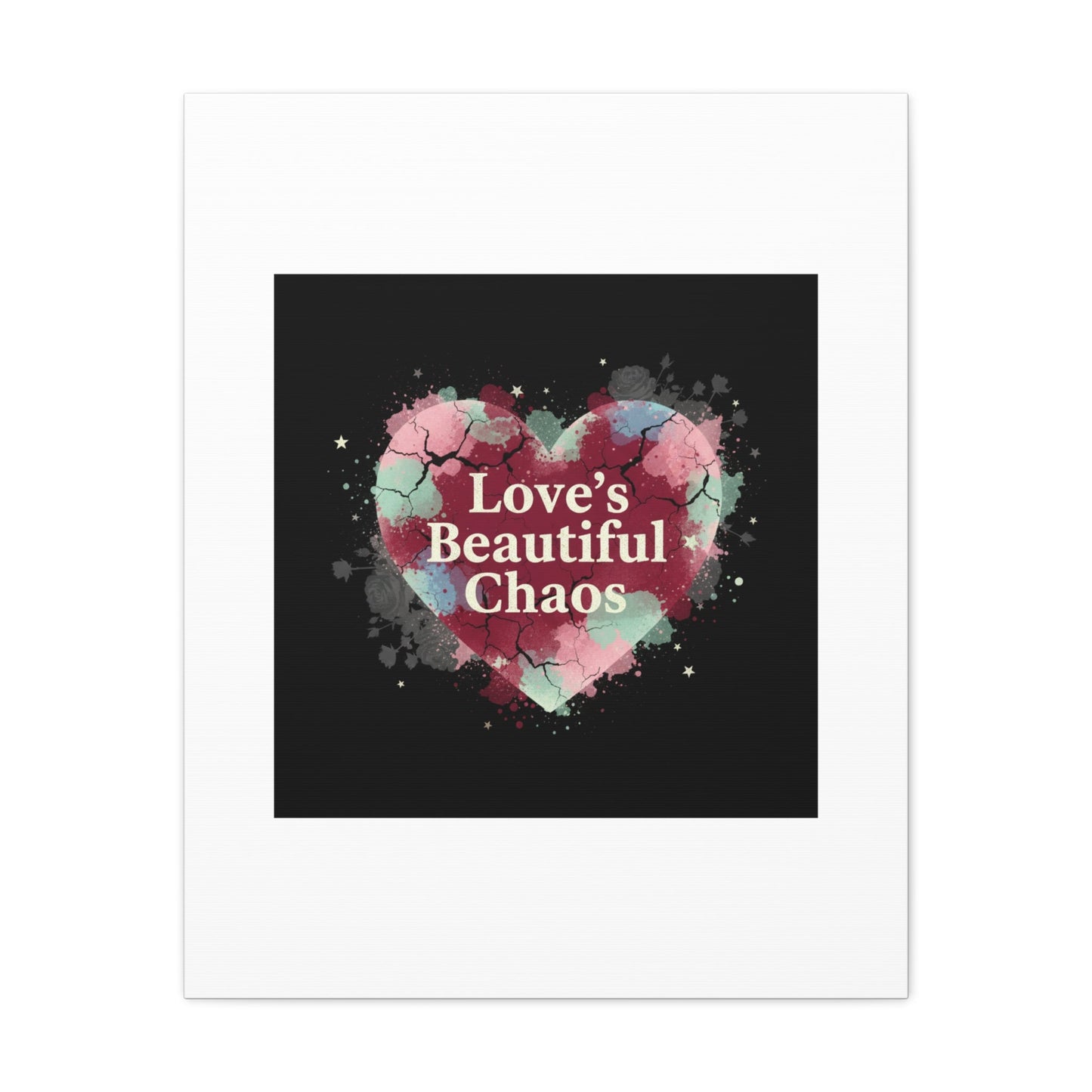 Love's Beautiful Chaos Canvas Print | Soft Grunge Hearts, Distressed Heart Art