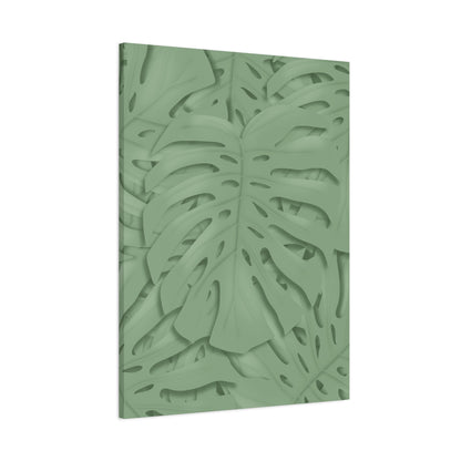 Sage Green Monstera Canvas Print – Botanical Wall Art
