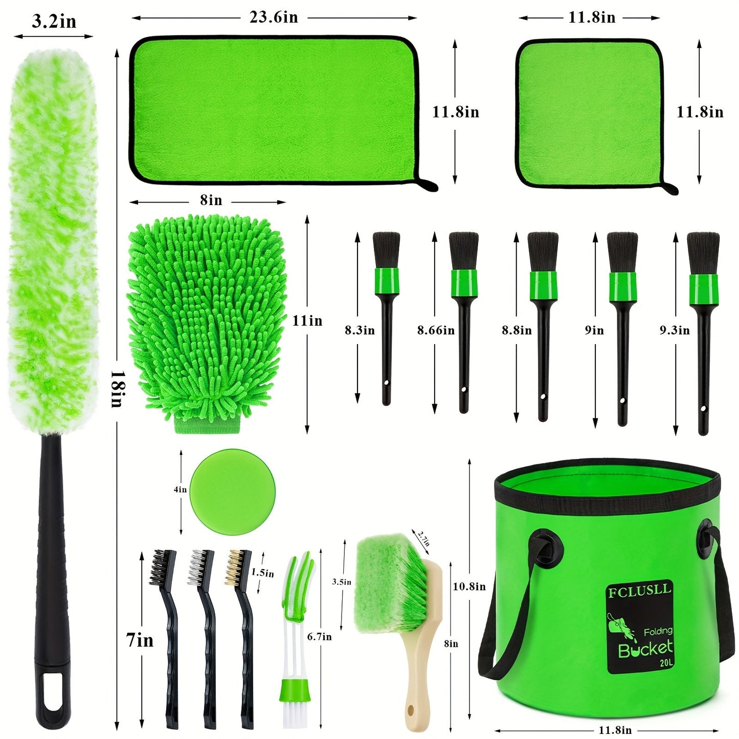 Car Full Interior & Exterior Cleaning Detailing Kit w/ Vacuum, Windshield Cleaner, Drill Brush Kit & More