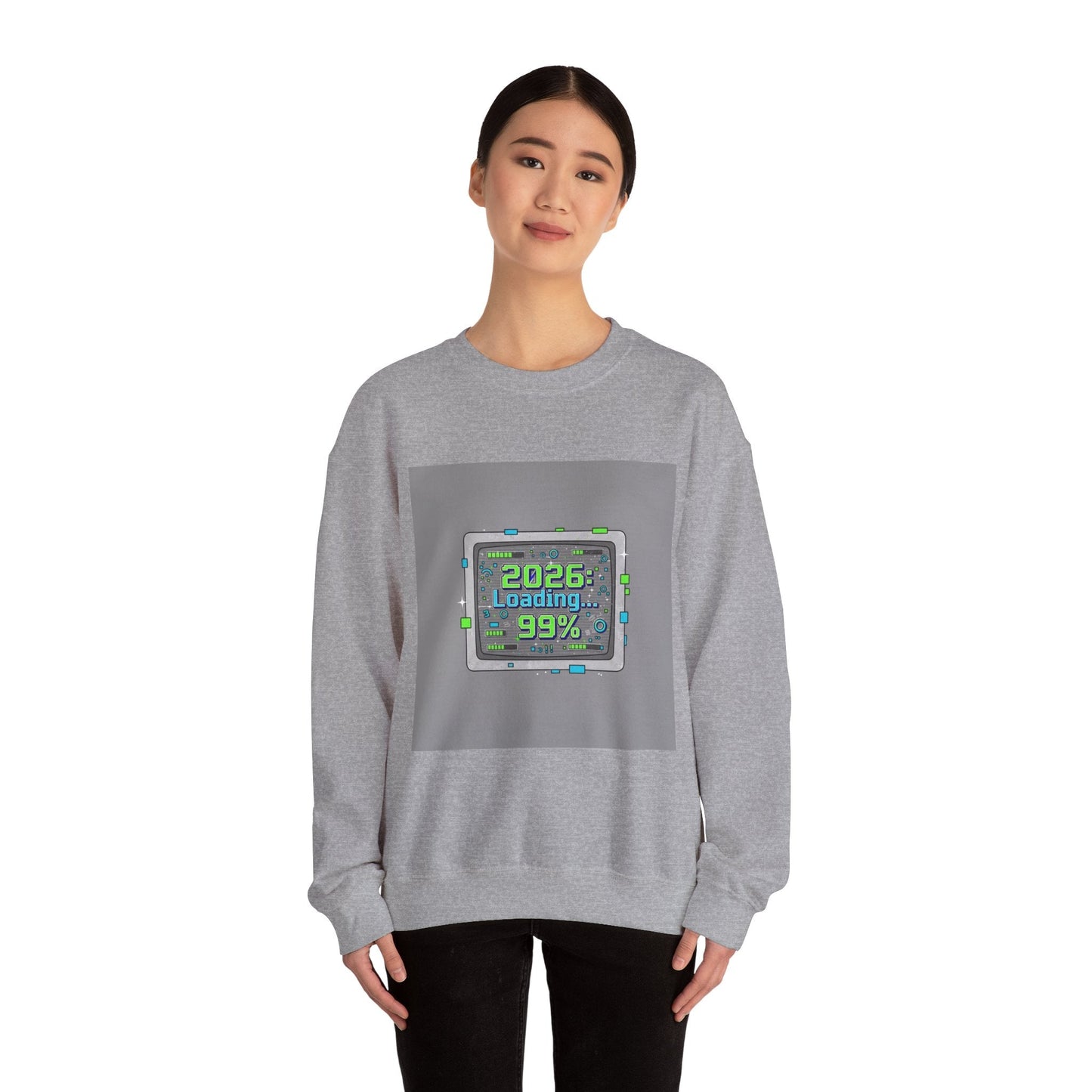 2026 Loading 99% Crewneck Sweatshirt | NYE countdown, retro system UI