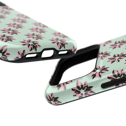 Pink Princess Philodendron Pattern Phone Case – Dual Layer Protective Cover