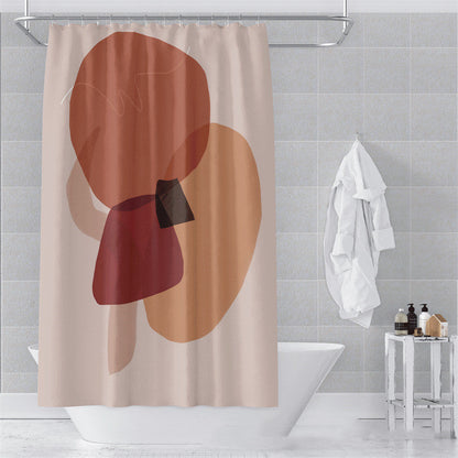 Morandi Abstract Art Shower Curtain - Luxury Waterproof Polyester Fabric with Muted Earth Tones for Modern Minimalist Decor