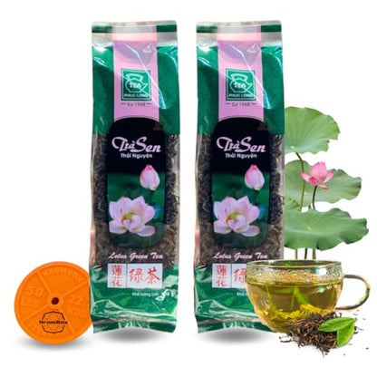 Thai Nguyen Lotus Tea Phuc Long- Tra Sen Thai Nguyen with Trademarked NromBox® on the Barbell Bumper Plate Drink Coasters (Color May Vary) | MADE IN USA | 200gram/ 2 Pack.