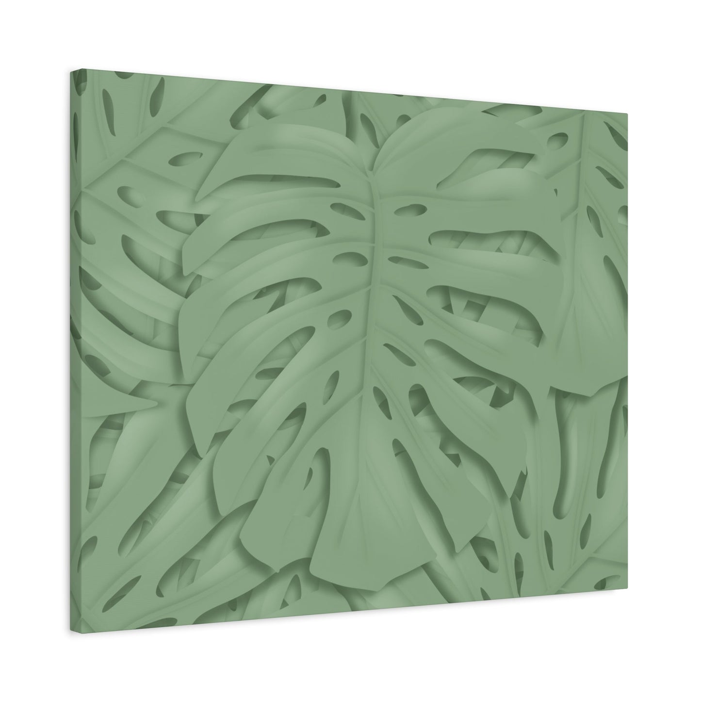 Sage Green Monstera Canvas Print – Botanical Wall Art