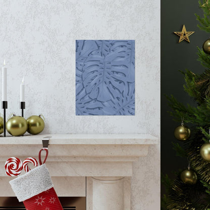 Blue Monstera Botanical Print – Unframed Wall Art