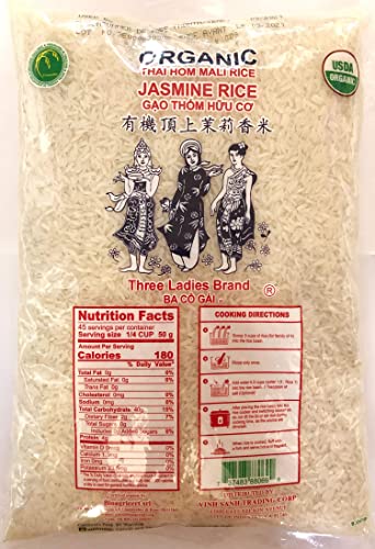 Three Ladies -  Thai Long Grain Jasmine Rice 5 Pounds, Product of Thailand