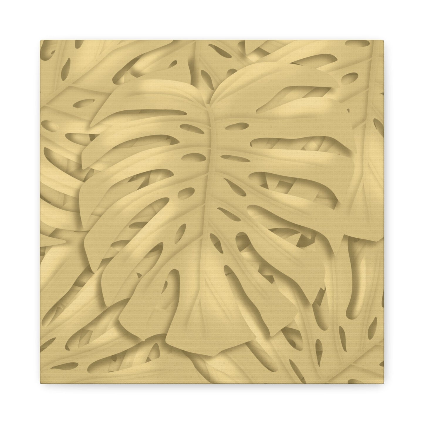 Golden Monstera Canvas Print – Botanical Wall Art
