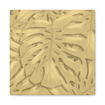 Golden Monstera Canvas Print – Botanical Wall Art