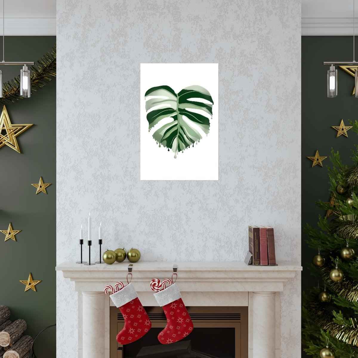Melting Monstera Albo Botanical Print – Unframed Wall Art