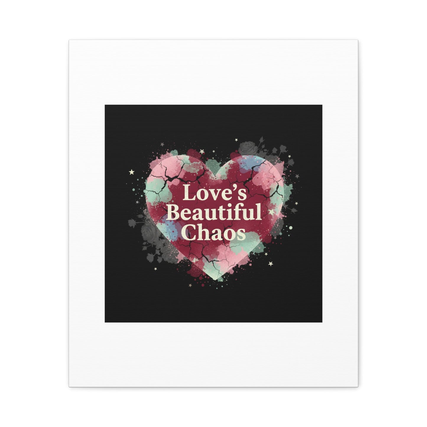 Love's Beautiful Chaos Canvas Print | Soft Grunge Hearts, Distressed Heart Art
