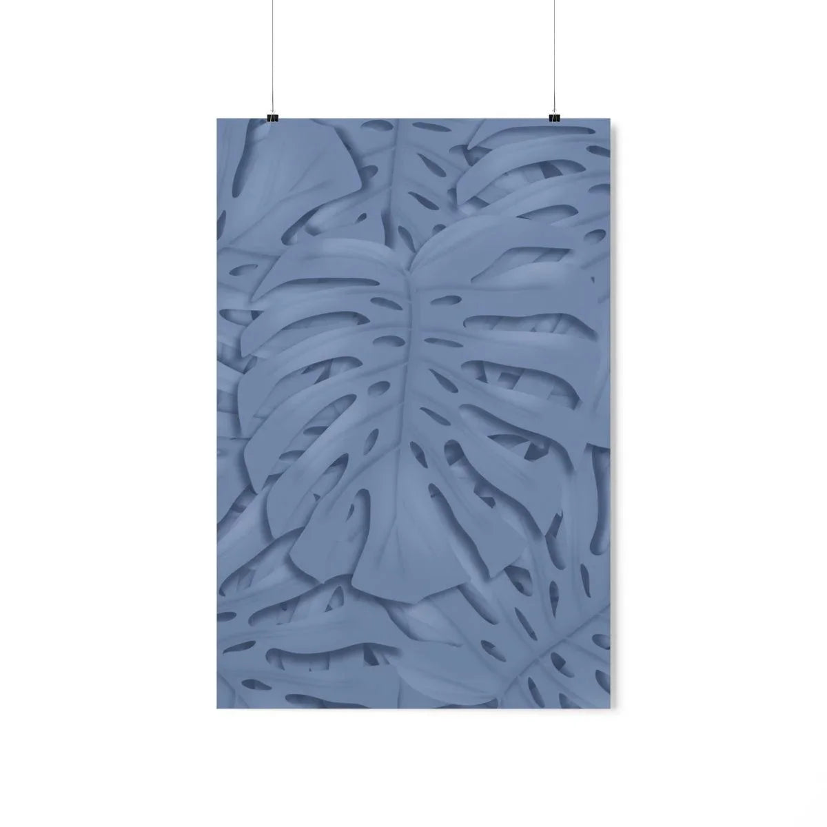Blue Monstera Botanical Print – Unframed Wall Art