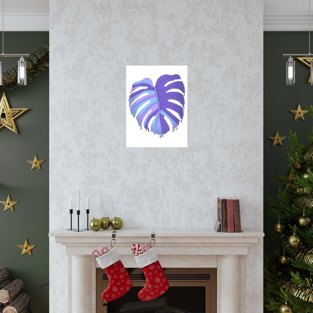 Purple Melting Monstera Botanical Print – Unframed Wall Art
