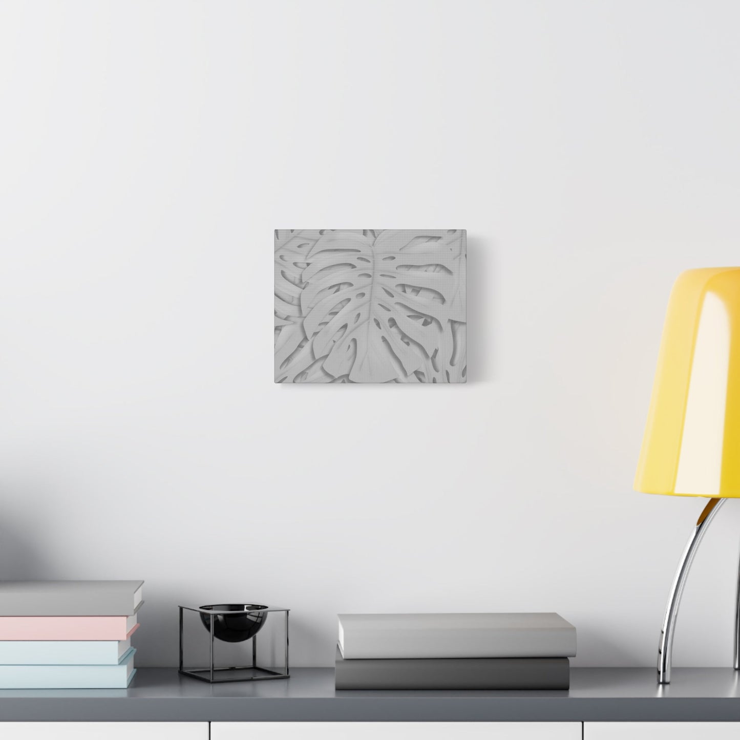 Soft Grey Monstera Canvas Print – Botanical Wall Art