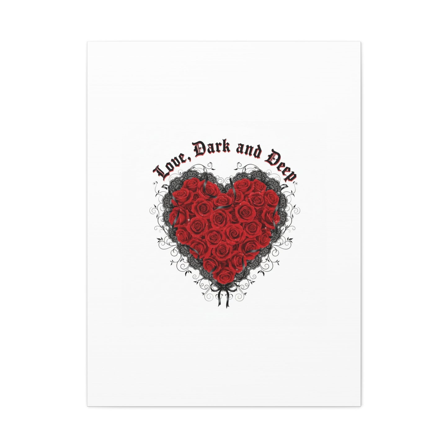 Love Dark and Deep Heart Canvas, Nu Romantic Gothic Romance, 80s Nostalgia