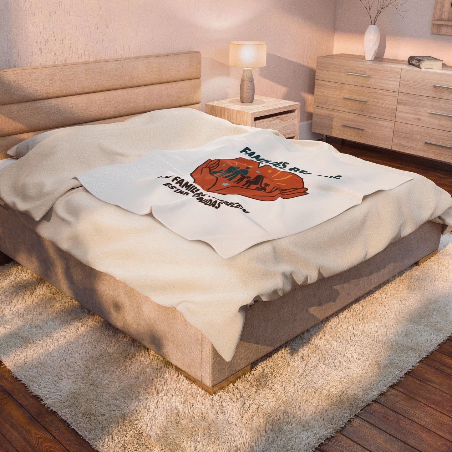 Families Belong Together Velveteen Blanket | family unity, bilingual solidarity
