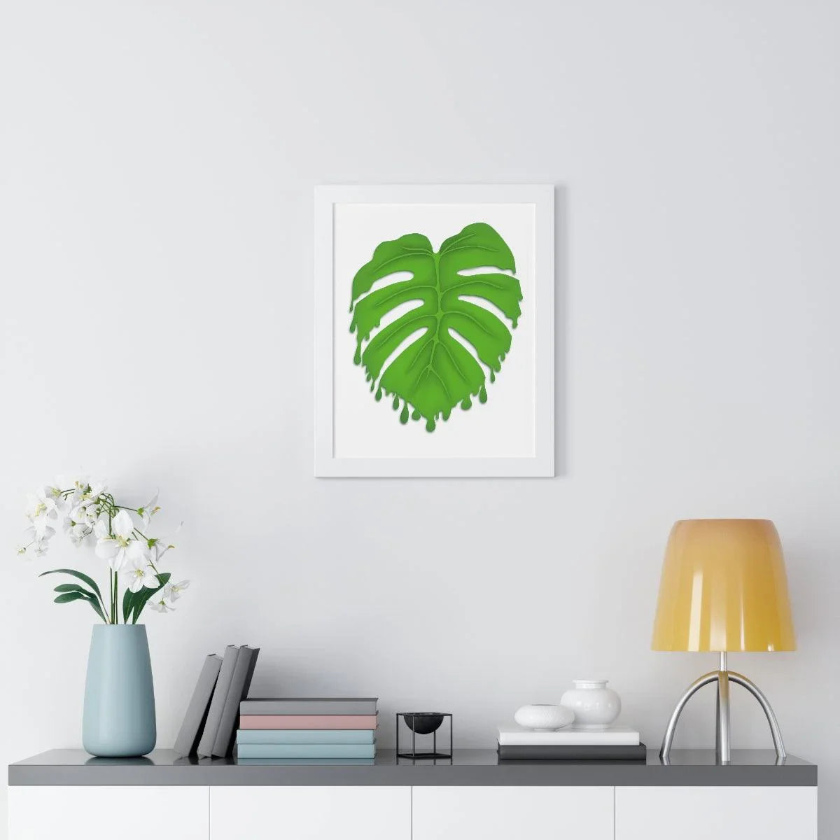 Melting Monstera Framed Print – Botanical Wall Art