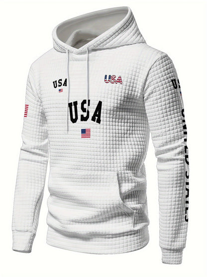 Autumn Winter Full Print Hoodie Patriotic American Flag Design